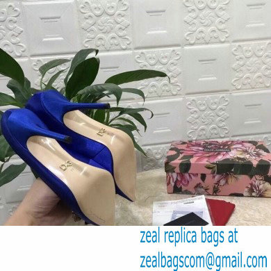 Dolce  &  Gabbana Heel 10.5cm Satin Pumps Blue with Crystal Bow 2021